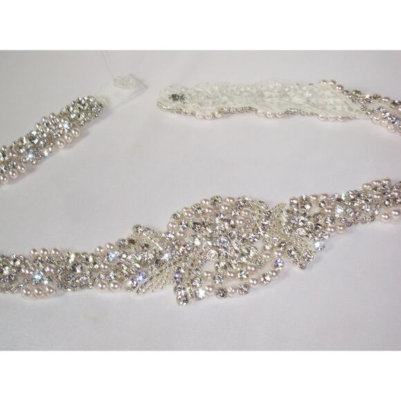 Rhinestone pearl bridal belt sash, crystal belt, bridal belt, wedding dress belt main image 4